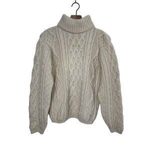 Callan Country Collection 100% Merino Wool Sweater Women Medium Cream Knit
